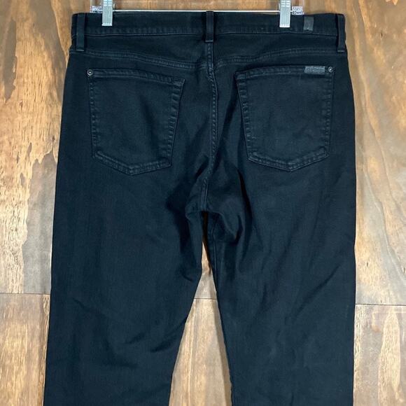 7 For All Mankind Mens Jeans Black Adrien Luxe Tapered Slim Fit Stretch 34 - Picture 11 of 13